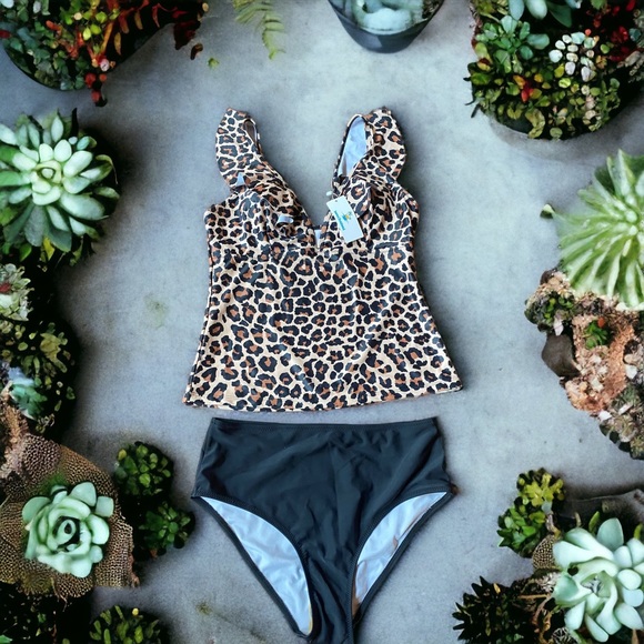 Women’s Beachsissi Tank Set‎ Swimsuit- Size Medium- Leopard Print/NWT - Picture 7 of 8